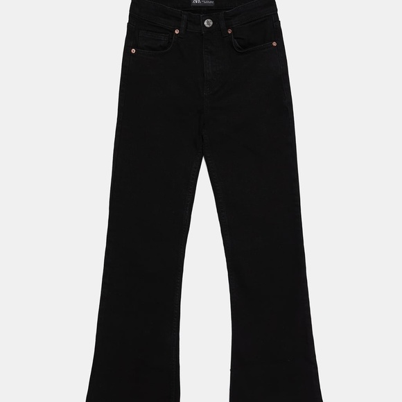 ZARA MID RISE FLARED CROPPED JEANS - Picture 2 of 8